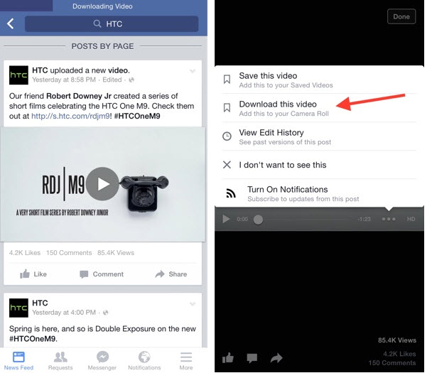 how to download facebook videos on iphone