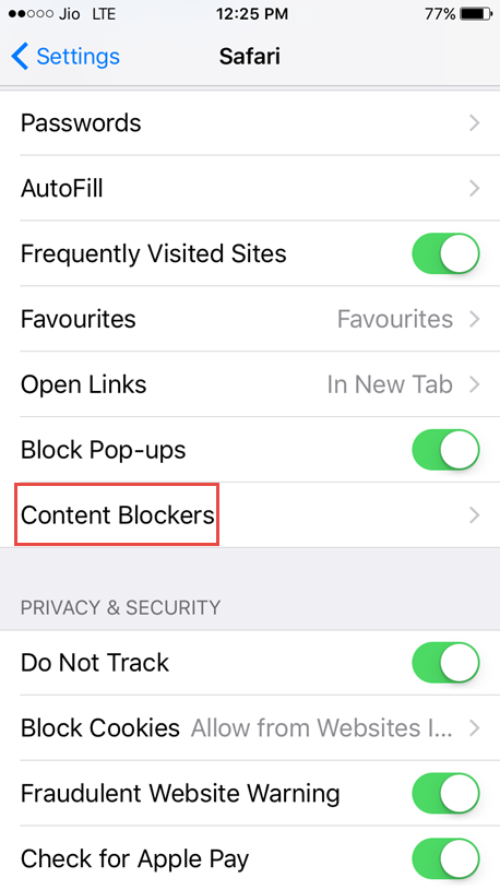 tap on content blockers