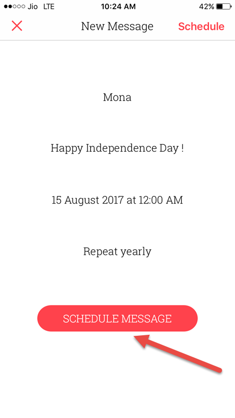 tap on schedule message