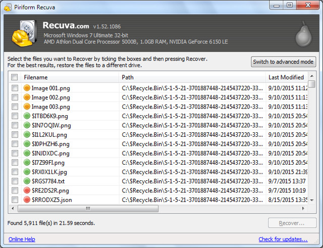 video recovery data