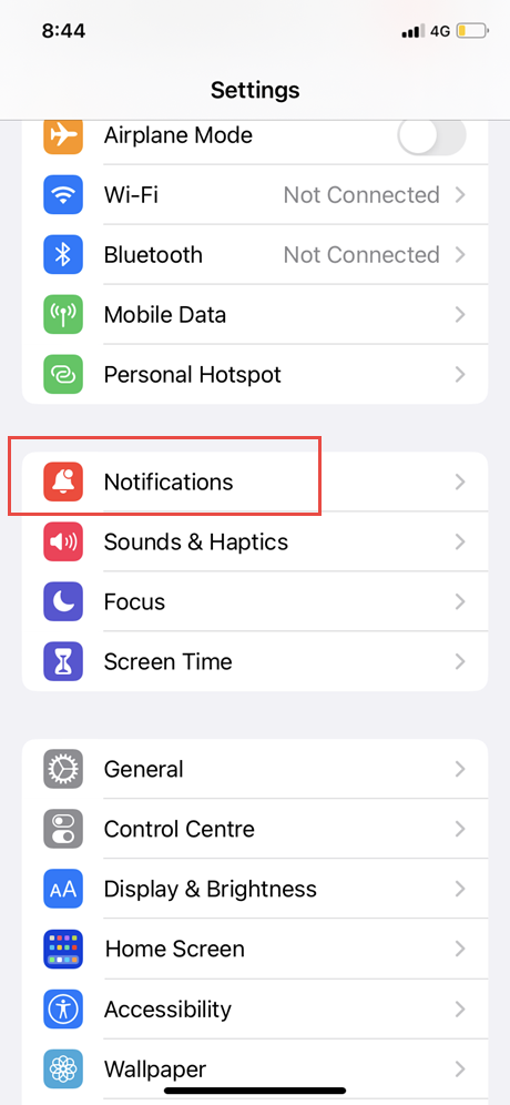 Tap on notifications to turn off memories on iphone