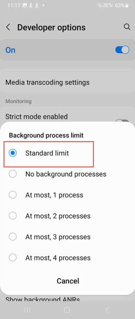 limit background process