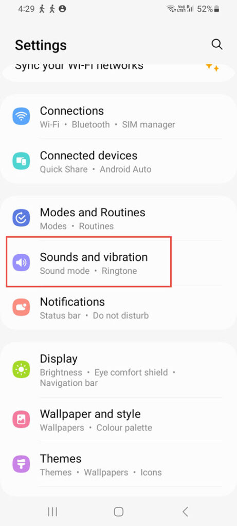 select sounds and vibration