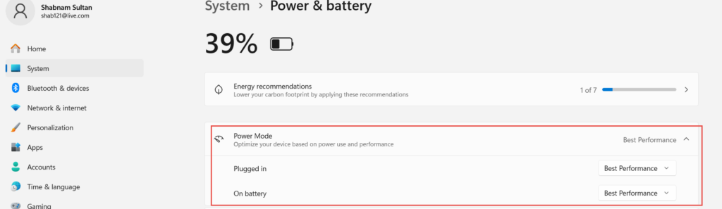 choose the right power mode to speed up windows