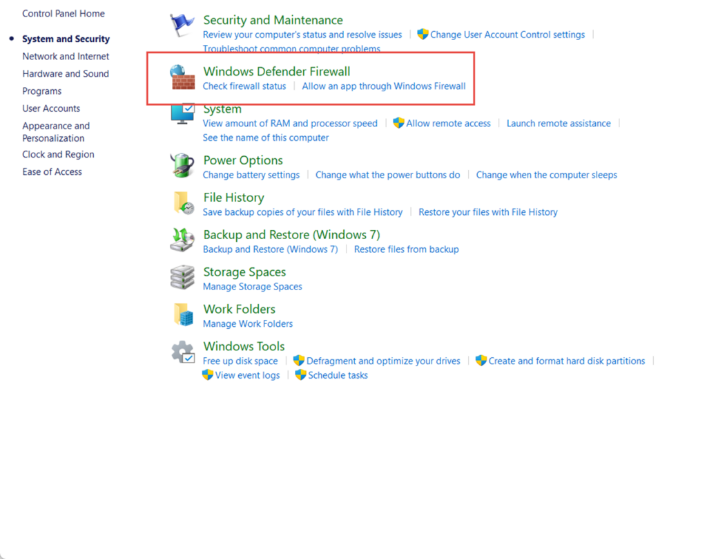 Reset Firewall from Control Panel