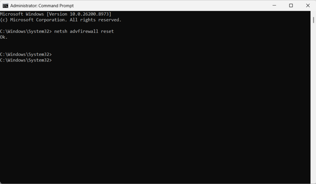 Reset Firewall Using Command Prompt